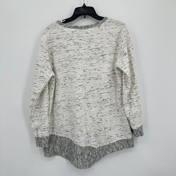 Logo By Lounge Sweatshirt‎ Women M White Gray Heather Pullover Asymmetrical Hem - Picture 2 of 5
